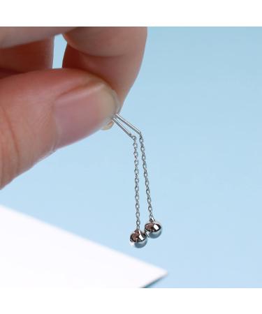 Boho Bar Threader Earrings - Silver Line Dangle Drop Earrings for Women & Girls | Unique Long Chain Jewelry - Buy Online on GoSupps.com