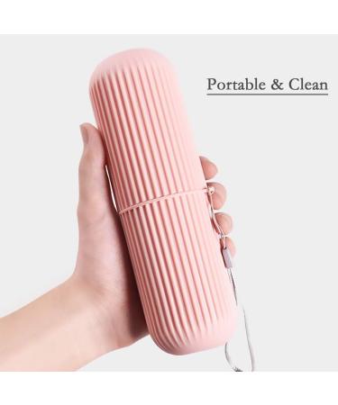 2-Pack Portable Travel Toothbrush Case Holder for Business Trips - Pink and Blue - Buy Online on GoSupps.com