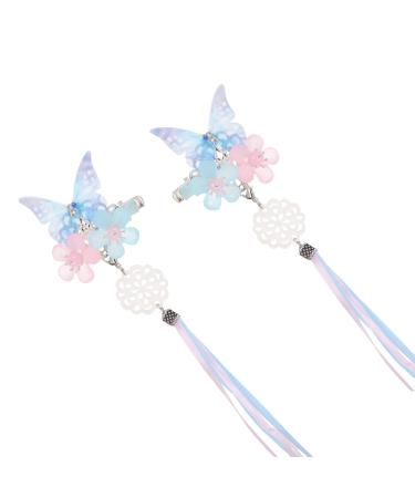 Beavorty 2 Pairs Hanfu headwear Chinese Hair Sticks kimono hair pin Hair Sticks for Long Hair tassel kids hair accessories Children Hair Clips Chinese style metal acrylic Miss hairpin