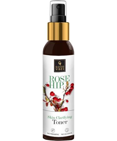 Good Vibes Rosehip Face Toner Spray | Skin Clarifying Toner for Dull, Impure & Uneven Skin Tone | Hydrates, Balances pH | Alcohol-Free, Paraben-Free | 4.05 Fl Oz (120ml)