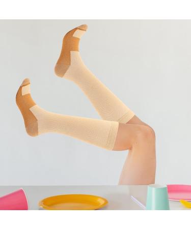 Shop Asudaro Medium-High Compression Stockings - 6 Pairs Fashionable Support Socks for Women - Perfect for Outdoor Activities & Running - Skin Color & Black Exposed Finger - Size L-XL - Buy Online on GoSupps.com