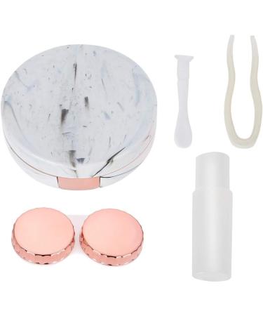 Portable Contact Lens Container with Mirror - Travel-Friendly Soaking Case & Eye Care Kit in Pink | Marble Design - Buy Online on GoSupps.com