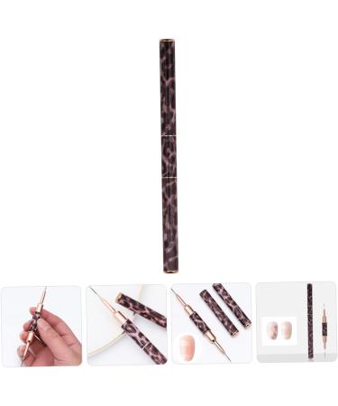 Ipetboom Leopard Print Double-ended Nail Art Pen Acrylic Nail Art Brush Nail Art Liner Brush Rod Butt Cushion Nail Liner Brush for Painting Nail Liner Pen Pull Wire Manicure Metal - Buy Online on GoSupps.com
