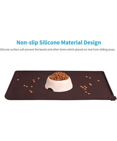 Audwud Silicone Waterproof Pet Feeding Mat - Anti-Slip Dog & Cat Bowl Mat 61x41 cm - Dark Brown - Buy Online on GoSupps.com