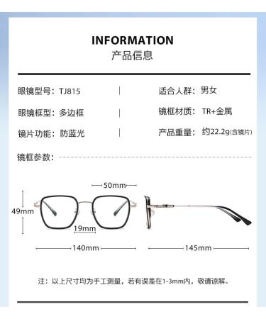 Metal Square Frame Blue Light Blocking Glasses for Women & Men | Anti UV Computer & Reading Glasses - 50mm - Buy Online on GoSupps.com
