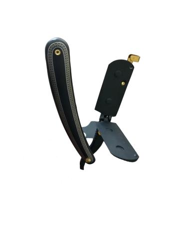 Premium Black and Gold Shaving Razor - Stainless Steel Double Edge Blade Holder with Leather Pouch | International Shipping - Buy Online on GoSupps.com