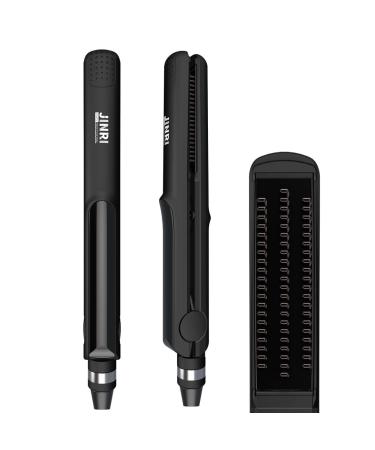 3 in 1 Heated Straightening Brush - Hair Crimper Flat Iron for Smooth Anti-Frizz Styling Electric Straightener Brush Black