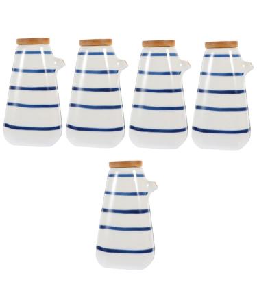 HOMSFOU 5pcs Kitchen Sauce Bottle Glass Ceramic Olive Oil Dispenser Oil Pot Can Containers with Lids Salad Oil Salad Dressing Container Seasoning Holder Condiment White Small Tools 13X7.5X4.3CMx5pcs Whitex5pcs