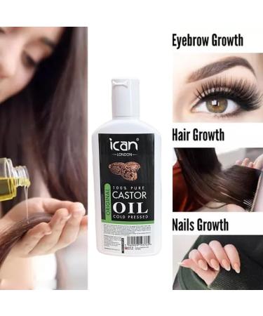 ican London 100% Pure Cold Pressed Cator Oil For Dmaged Hair/Promotes Quicker Hair Growth 100ml - Buy Online on GoSupps.com