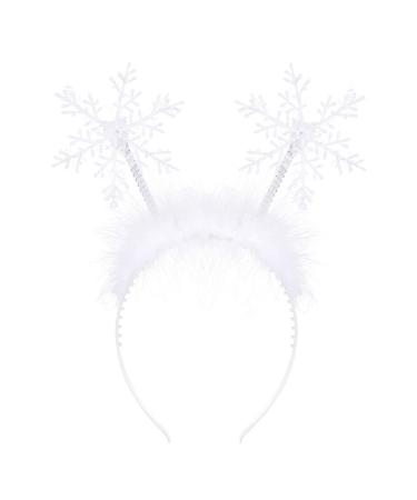 FRCOLOR 2 Pieces Snowflake Headbands Cute Christmas Feather Snowflake Head Boppers Snowflake Hair Accessories for Xmas Party