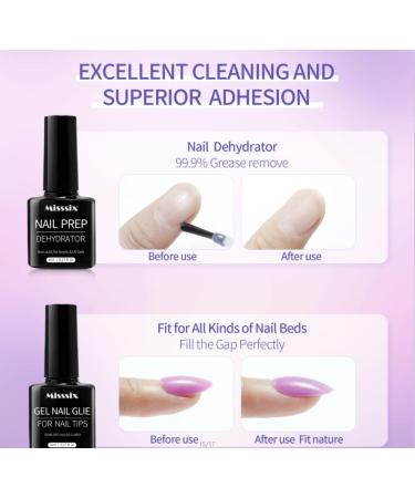 Missix 6-in-1 Nail Glue Gel and Nail Prep Dehydrate Kit for Long-Lasting Acrylic and Press-On Nails - Buy Online on GoSupps.com