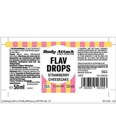 Body Attack Flav Drops - Sugar-Free Strawberry Cheesecake Flavor Vegan 50ml | Made in Germany - Buy Online on GoSupps.com