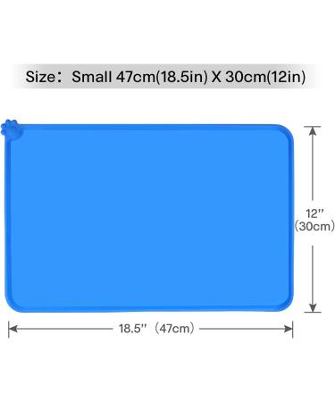 Taglory Waterproof Non-Slip Silicone Feeding Mat for Dogs & Cats - 47x30cm Blue | Durable Bowl Pad & Food Underlay - Buy Online on GoSupps.com