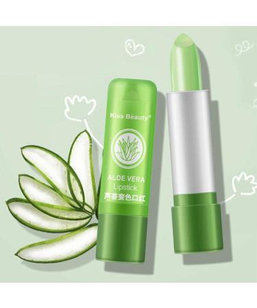 4pcs Natural Aloe Vera Lip Balm Long Lasting Nutritious Lipstick Lips Moisturizer Temperature Color Changing Lip Gloss - Buy Online on GoSupps.com
