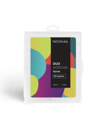 Neonail - duo acrylic gel forms - dual nail forms set - 120 pieces nail tips - poly UV gel - false nails - dual nail shapes - 12 sizes for selection - for nail extensions Square 02