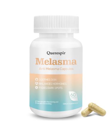 Melanina Anti-Melasma Capsule Melasma Dark Spot Remover Melanin Supplement Spots Remover for Face & Body Vitamin C & Turmeric Extract Brightens & Even Skin Tone - 60 Capsules