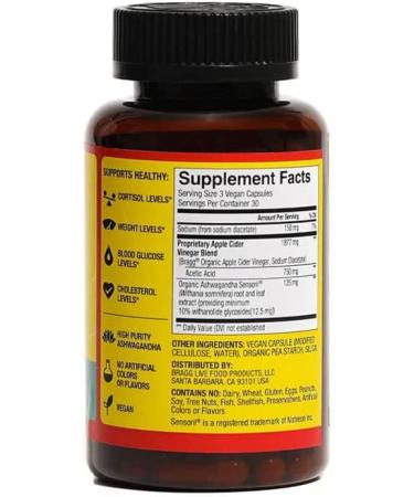 Apple Cider Vinegar Capsules with 6 B Vitamins and Ashwagandha for Daily Balance and Stress Relief - 750mg Acetic Acid - Non-GMO Vegan Gluten Free - Buy Online on GoSupps.com
