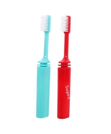 Partykindom 2 STK travel toothbrush couple oral brush hanging toothbrush couple toothbrush manual toothbrushes collapsible toothbrush camping tooth brush outside detergent case lovers