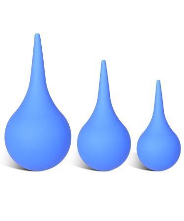 YBEATY 3PCS Hand Bulb Ear Dropper with Add-on Stream Tip Soft Reusable Effective Blue Rubber Squeeze Suction Tool Ear Wax Removal Cleaning Kit for Kids Adults Pet Sinus Rinse Mucus