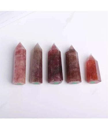 5pc 70mm-80mm Natural Gemstone Stones Strawberry Quartz Crystal Point Wand Suitable for Home Crystals Raw Stones and Minerals Stone Mineral Specimen - Buy Online on GoSupps.com