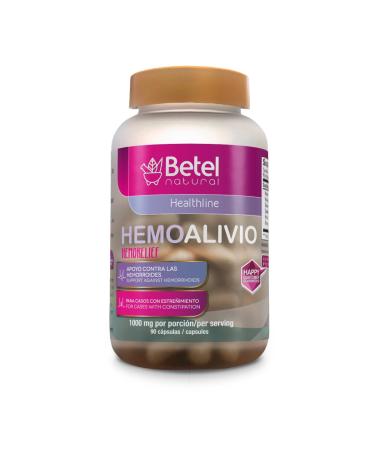Betel Natural Premium HemoAlivio Rosita - Hemorrhoid and Constipation Support - 1000 mg - 90 Capsules