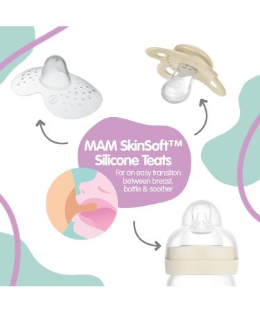 MAM Start Pure Schnuller 0-2 Months - Eco-Friendly Baby Pacifier Set (2) | Skinsoft Silicone & Case | Cream/Green - Buy Online on GoSupps.com