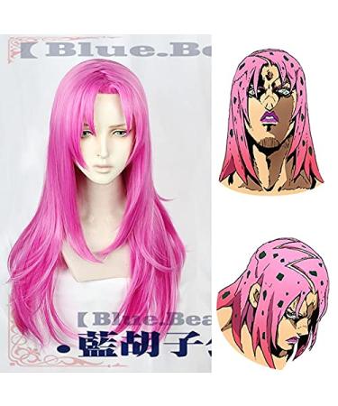 Shop Diavolo Cosplay Wig from Jojo's Bizarre Adventure | Long Straight Pink Heat Resistant Synthetic Hair + Free Wig Cap - Buy Online on GoSupps.com