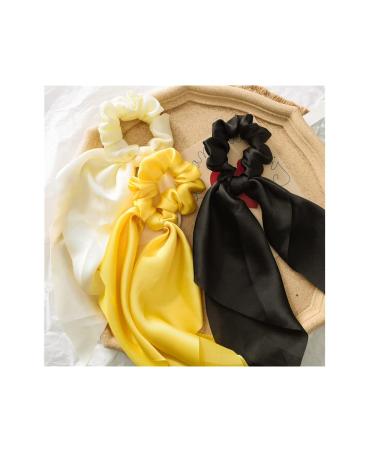 10pcs Silk Hair Scarf Scrunchies with Long Tails - Satin Bow Ponytail Holder for Women - Buy Online on GoSupps.com