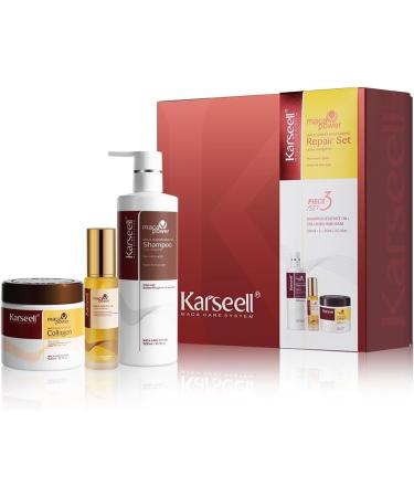 Karseell Karseell Collagen Hair and Oil Mask and Shampoo Moisturising Repair Set for Dry and Damaged Hair All Hair Types 2 x 500 ml + 50 ml