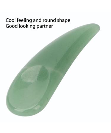 Curved Cosmetic Spatula - Mini Jade Stone Eye Cream Applicator & Gua Sha Massage Stick for Puffiness Relief (Green - Buy Online on GoSupps.com