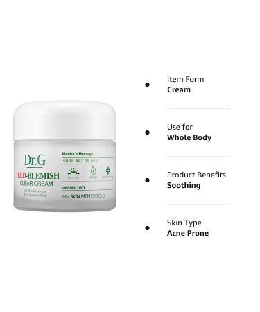 Dr.G R.E.D Blemish Clear Soothing Cream (70ml) with 5-Cica Complex - Buy Online on GoSupps.com
