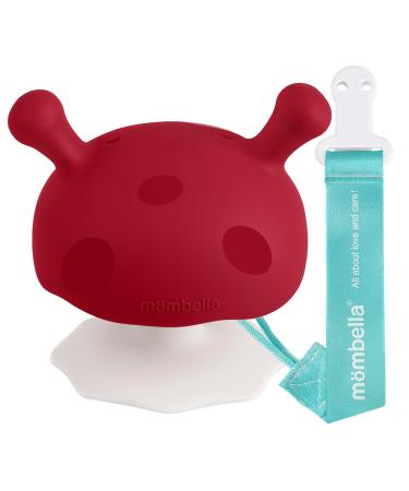 Baby Teething Toys for 3 Months+ Sucking Needs with Clip to Attach on Cloth. Mombella Baby Teethers for Infants Soft Silicone BPA Free Chew Toy for Babies Baby Show Gifts for Newborn Red
