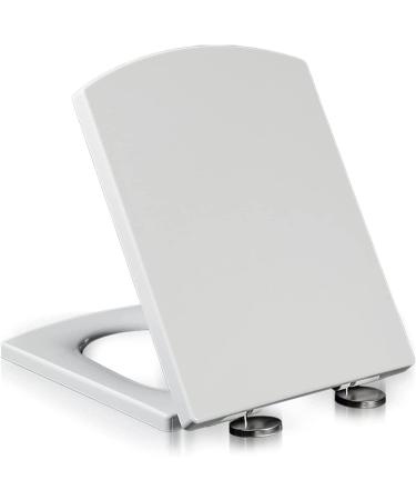 Square Toilet Seat Soft Close with Easy Quick Release Top Fix Adjustable Hinges Easy Installation White 34.5 43CM (13.58"X16.92") 03B Little Surprise 03A - Buy Online on GoSupps.com