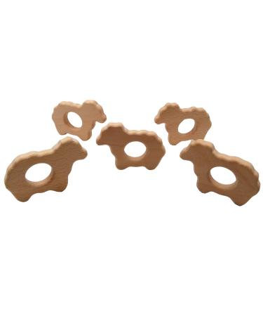 Alenybeby 10pcs Organic Wooden Sheep Teething Rings - Natural Beech Wood Animal Shape for DIY Pacifier Chains - Buy Online on GoSupps.com