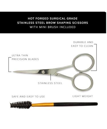 Brow Shaping Scissors with Brush - Surgical Stainless Steel | Precision Grooming for Perfect Brows - Shop Internationally - Buy Online on GoSupps.com