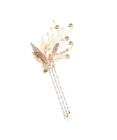 FRCOLOR Tassel Edge Clip Gold Hair Barrettes Pearl Hair Clip for Women Hair Barrettes for Women Japanese Hair Chinese Hair Pearl Hair Pin Bride Financial Services Classical Metal