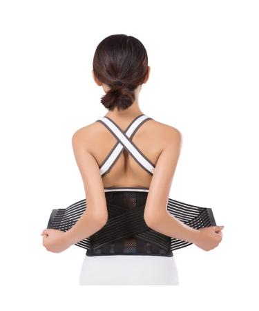 Dorbi summer back support lumbar belt belt-back support for men and women-prevents injuries and scoliosis breathable (color: black size: XL/X-Large) XL/X-Large black