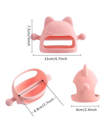 Cute Pink Cat Baby Teether - Food Grade Silicone Teething Toy for 3+ Months | Pain Relief & Sucking Needs | Washable & Reusable - Buy Online on GoSupps.com