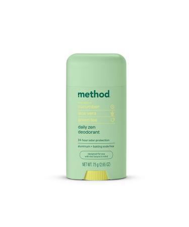 Method Deodorant Daily Zen Cucumber Seaweed + Green Tea notes 24 Hour Odor Protection 2.65 oz