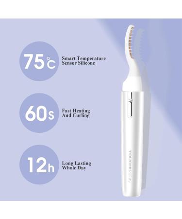 TOUCHBeauty Heated Electric Eyelash Curler - Fast Heating, Wand-Shaped Tip, Temperature Sensor - White - Buy Online on GoSupps.com