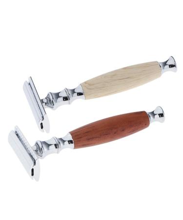 Premium Wooden Handled Double Edge Razor for Mustache - 12.5 x 4.5 cm - Eco-Friendly Shaving Solution - Buy Online on GoSupps.com