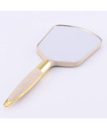 Minkissy Hand Mirror - Travel Size Makeup Mirror with Handle for Personal Beauty (Beige) - Buy Online on GoSupps.com