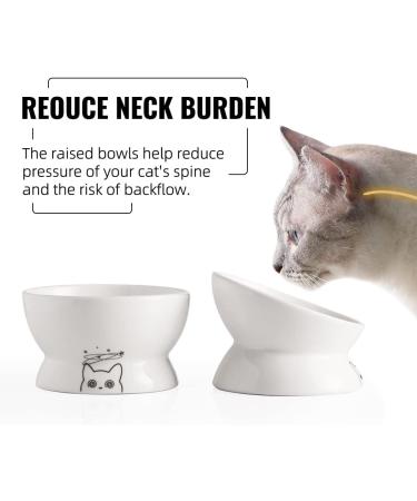 Sweejar Home Raised Cat Bowls Set Tilted Food Bowl and Deep Water Bowl Stress Free Elevated Cat Food Bowls Protect Cat's Spine Ceramic Pet Bowl Collection for Cats and Small Dogs Set of 2 (White) White Two packs - Buy Online on GoSupps.com