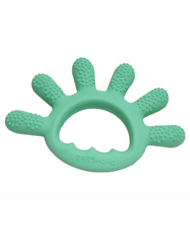 BABYmimi Silicone Teether - Finger-Shaped Organic Baby Teether Toys to Chew On - for Teething Relief  Babies - Pastel-Colored Fruit Design  Rising Dots - Food-Grade Material - BPA Free Green