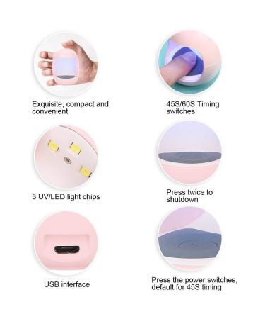 Mini UV LED Nail Lamp - Portable USB Nail Dryer & Fast Gel Polish Hardener - Pink - Buy Online on GoSupps.com
