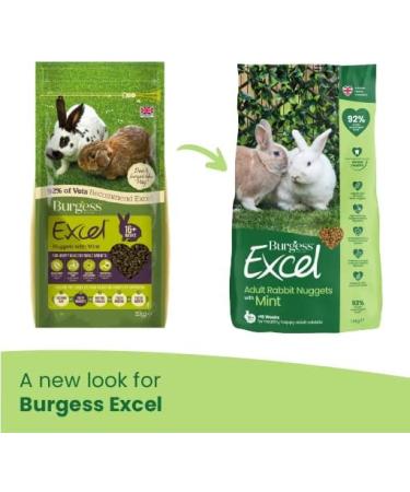 Burgess Excel Nuggets with Mint Adult Rabbit Food 3 kg 3 kg (Pack of 1) - Buy Online on GoSupps.com