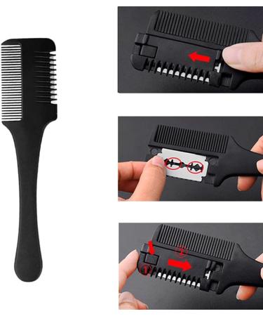 Ainkou Razor Comb Hair Thinner Comb Hair Trimmer Hair Styling Razor Comb Hair Cutter Razor Comb Cutting Scissors Double Sided Tool for Salon Home Hair Cutting Styling (Black) - Buy Online on GoSupps.com
