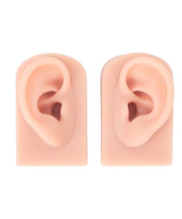Silicone ear model 1 pair of simulation human ear model reusable soft flexible fake ear piercing model for body parts for jewelry exhibition acupuncture (1#)