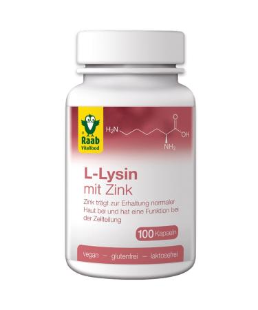 Raab Vitalfood L-Lysine with zinc vegan gluten-free lactose-free 100 capsules