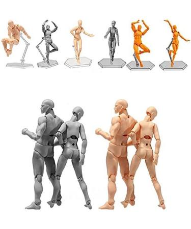 Jointed Mannequin Drawing Figures Set - Gray Artist Manikin Blockhead for Sketching & Painting - Male+Female Models - Buy Online on GoSupps.com